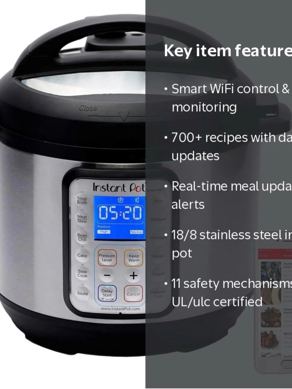 Instant Pot Stainless Steel Multi-Use Pressure Cooker - Silver